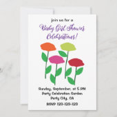 ポピーカラフルの花ベビーシャワー 招待状 (正面)