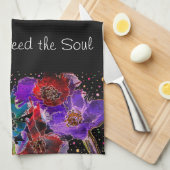 ポピーカラフルの花1/2折りキッチンタオル キッチンタオル (四つ折り)