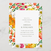 ポピーカラフルズフローラカップルウェディングシャワー 招待状 (正面/裏面)