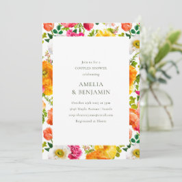 ポピーカラフルズフローラカップルウェディングシャワー 招待状