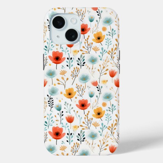 ポピーカラフルズフローラルパターン Case-Mate iPhoneケース (裏面)
