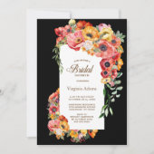 ポピーカラフルズブラックブライダルシャワー 招待状 (正面)