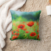 ポピーカラフルズ付きフィールド装飾用クッション クッション (ブランケット)