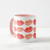 ポピーカラフルズ11オンス。ピンクと白のセラミックマグカップ マグカップ (正面左)