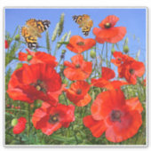 ポピーカラフルフィールド輪郭ステッカー シール (正面)