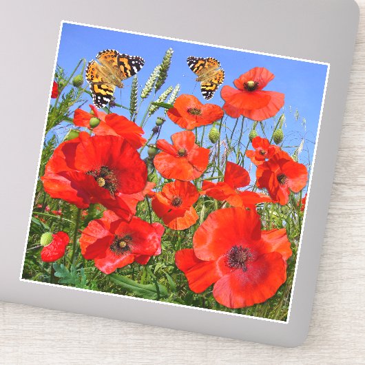 ポピーカラフルフィールド輪郭ステッカー シール (詳細)