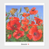 ポピーカラフルフィールド輪郭ステッカー シール (シート)