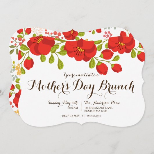 ポピーガーデンフローラマザーズデイブランチ招待状 招待状 (正面/裏面)