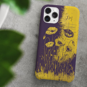 ポピーグランジイエローパープルモノグラム名前をカスタムする iPhone 16ケース
