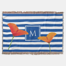 ポピーシックブルーズモノグラム スローブランケット