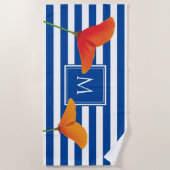 ポピーシックブルーズモノグラム ビーチタオル (正面)