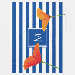 ポピーシックブルーズモノグラム フリースブランケット