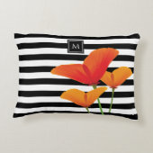 ポピーシック黒いズストライプモノグラム アクセントクッション (裏面)