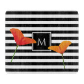 ポピーシック黒いズストライプモノグラム カッティングボード (正面)