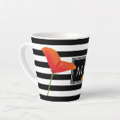 ポピーシック黒いズストライプモノグラム カフェラテマグ (左アングル)