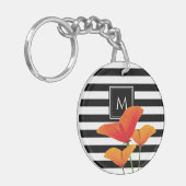 ポピーシック黒いズストライプモノグラム キーホルダー (正面左)