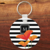 ポピーシック黒いズストライプモノグラム キーホルダー (正面)