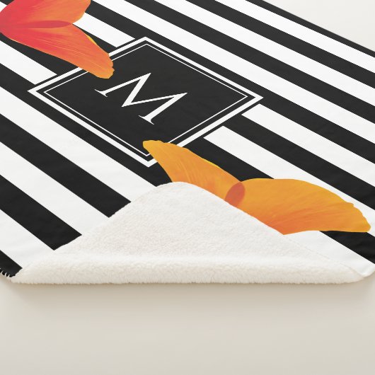 ポピーシック黒いズストライプモノグラム シェルパブランケット (3/4)