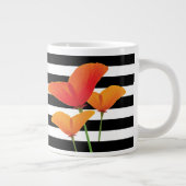 ポピーシック黒いズストライプモノグラム ジャンボコーヒーマグカップ (右)