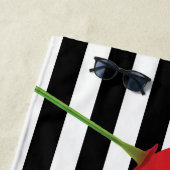 ポピーシック黒いズストライプモノグラム ビーチタオル (インサイチュ)