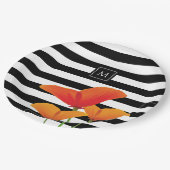 ポピーシック黒いズストライプモノグラム ペーパープレート (アングル)