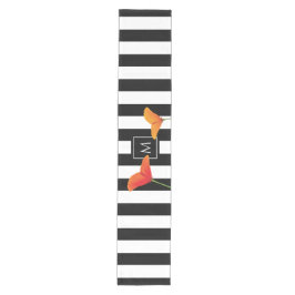 ポピーシック黒いズストライプモノグラム ミディアムテーブルランナー