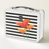 ポピーシック黒いズストライプモノグラム メタルランチボックス (裏面)