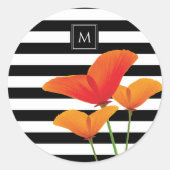 ポピーシック黒いズストライプモノグラム ラウンドシール (正面)