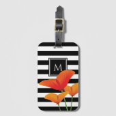 ポピーシック黒いズストライプモノグラム ラゲッジタグ (正面縦)