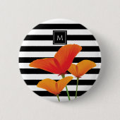 ポピーシック黒いズストライプモノグラム 缶バッジ (正面)