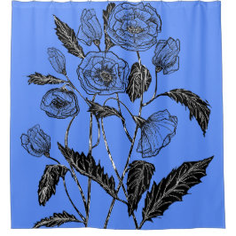 ポピーシャワーカーテンブルー – あなたの色 シャワーカーテン