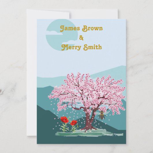 ポピーシーズフラワーズ桜結婚ビー 招待状 (正面)