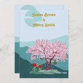 ポピーシーズフラワーズ桜結婚ビー 招待状 (正面/裏面)