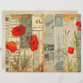ポピーススクラップブック紙ヴィンテージシャビーシッククラフト (正面/裏面)