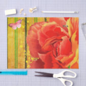 ポピーストライプ付きグリーンティッシュペーパービー 薄葉紙 (クラフト)