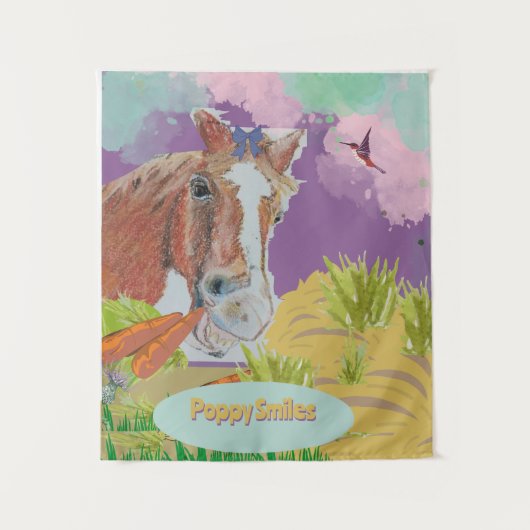 ポピースマイルおもしろい色 タペストリー (正面)