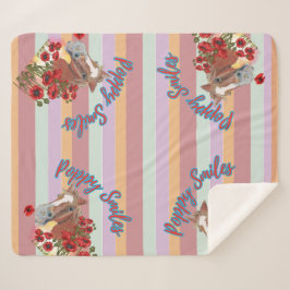 ポピースマイルストライプ シェルパブランケット