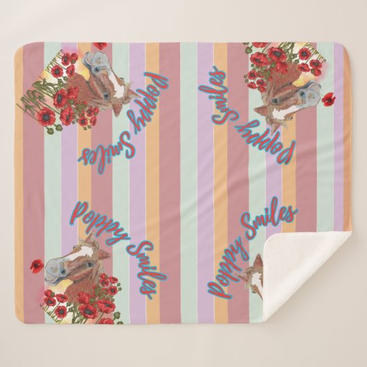 ポピースマイルストライプ シェルパブランケット (正面(横))