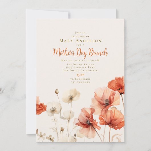 ポピースマザーズデイブランチのフィールド 招待状 (正面)