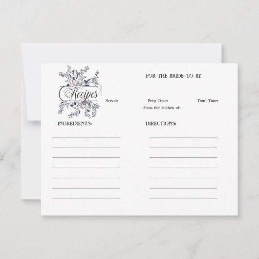 ポピーズインクラインアートブライダルシャワーレシピ ノートカード (正面)