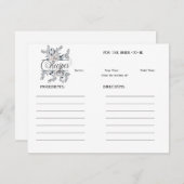 ポピーズインクラインアートブライダルシャワーレシピ ノートカード (正面/裏面)