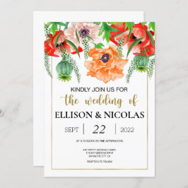 ポピーズウォーターカラー結婚式招待状