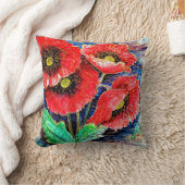 ポピーズウォーターカラー装飾用クッション クッション (ブランケット)