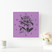 ポピーズウォール時計 – 色の選択 – 紫 スクエア壁時計 (ホーム)