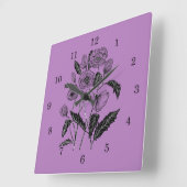 ポピーズウォール時計 – 色の選択 – 紫 スクエア壁時計 (傾斜)