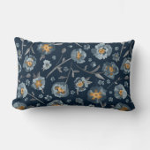 ポピーズブルーグレーフローラルパターン ランバークッション (正面)