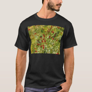 ポピーズポインティリズムスタイル抽象芸術アート Tシャツ