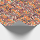 ポピーズメドウピンクとオレンジ ラッピングペーパー (角)