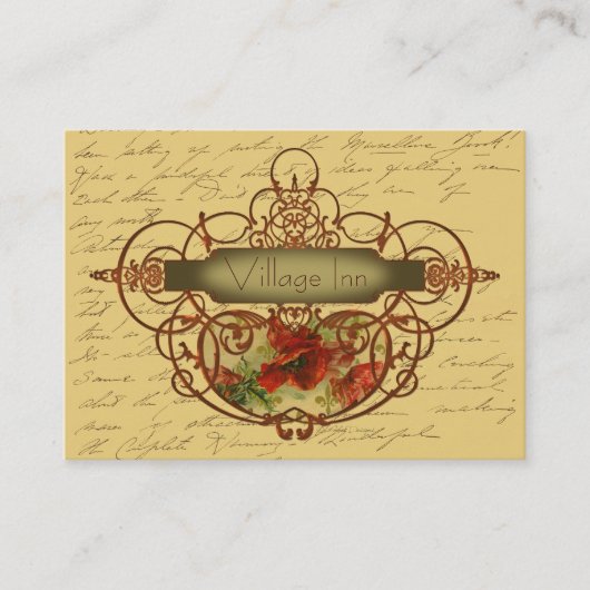 ポピーズ&スクロールスチームパンクデザイン 名刺 (正面)