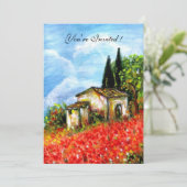 ポピーズ トスカーナ ランドスケープ 赤い花畑 白 招待状 (スタンド正面)